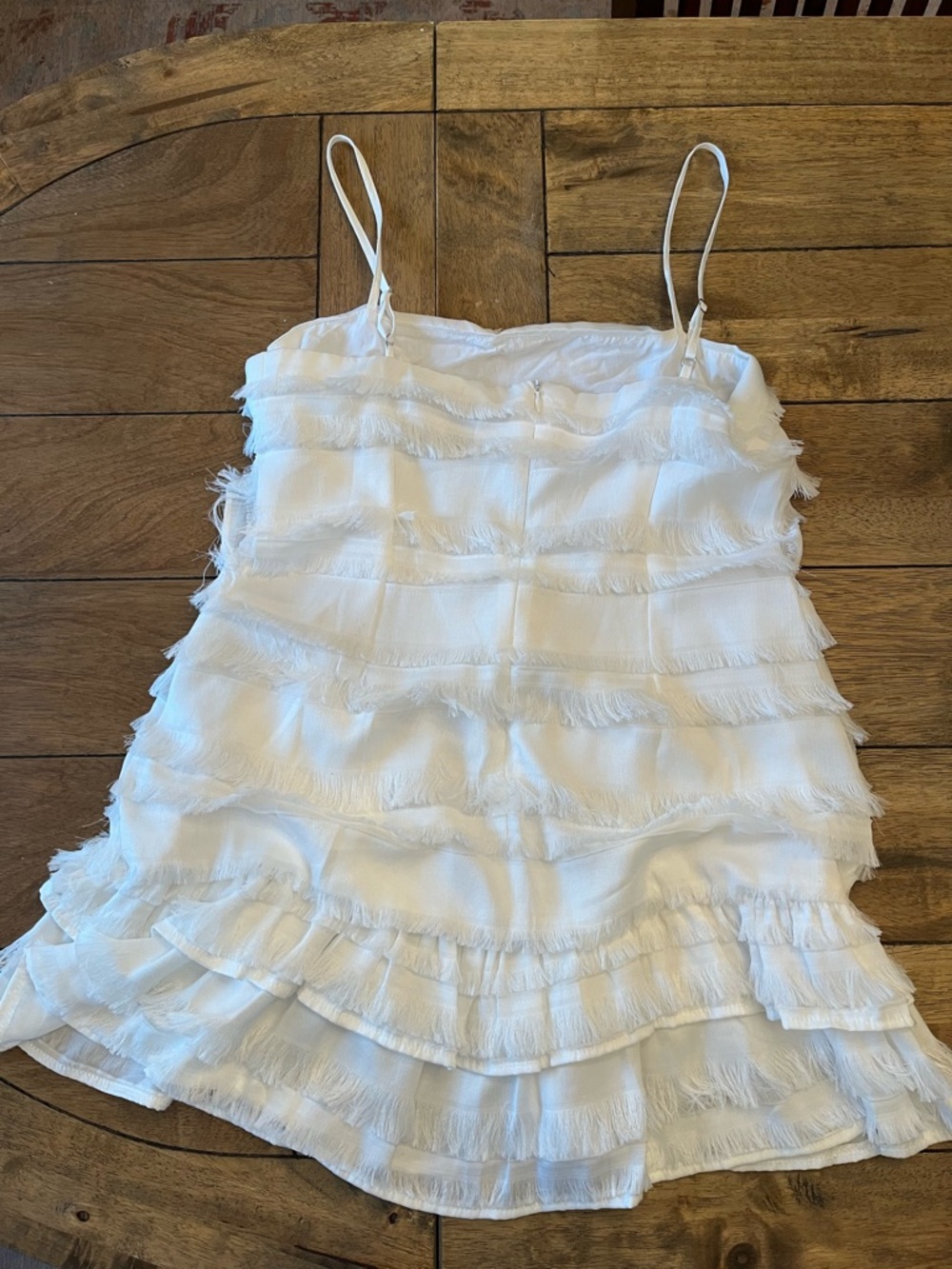 Princess Polly White Fringe Mini Dress with Adjustable Straps Size 8 - Picture 6 of 9